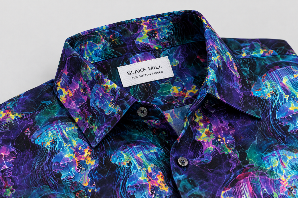 Electric Jellyfish Short Sleeve shirt collar detail