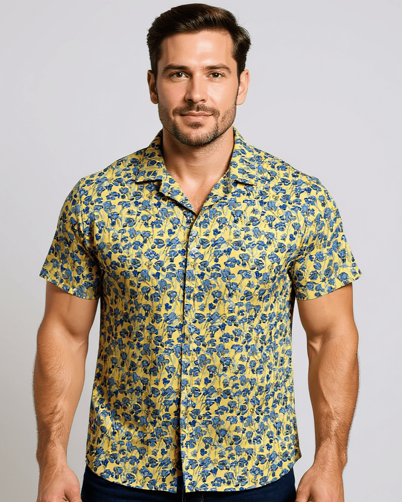 Electric Petals Open Collar Shirt - Blake Mill