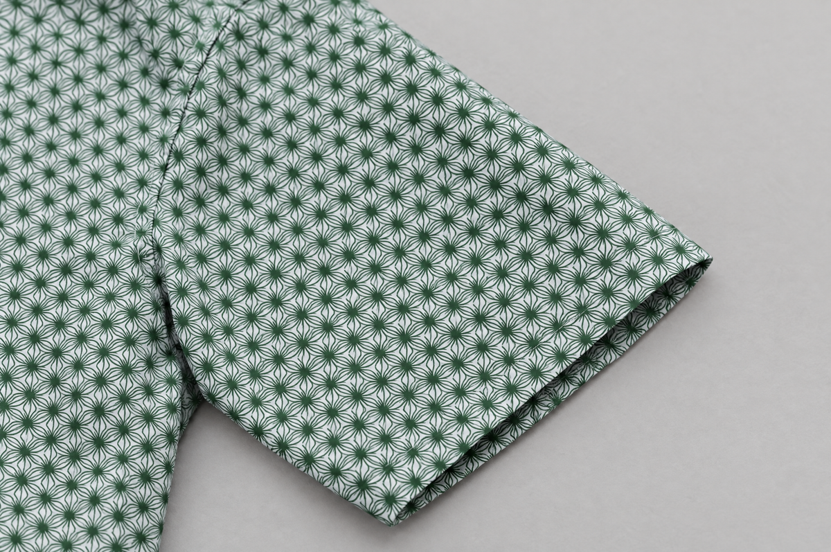 Emerald Wavy Geo Open Collar shirt sleeve detail