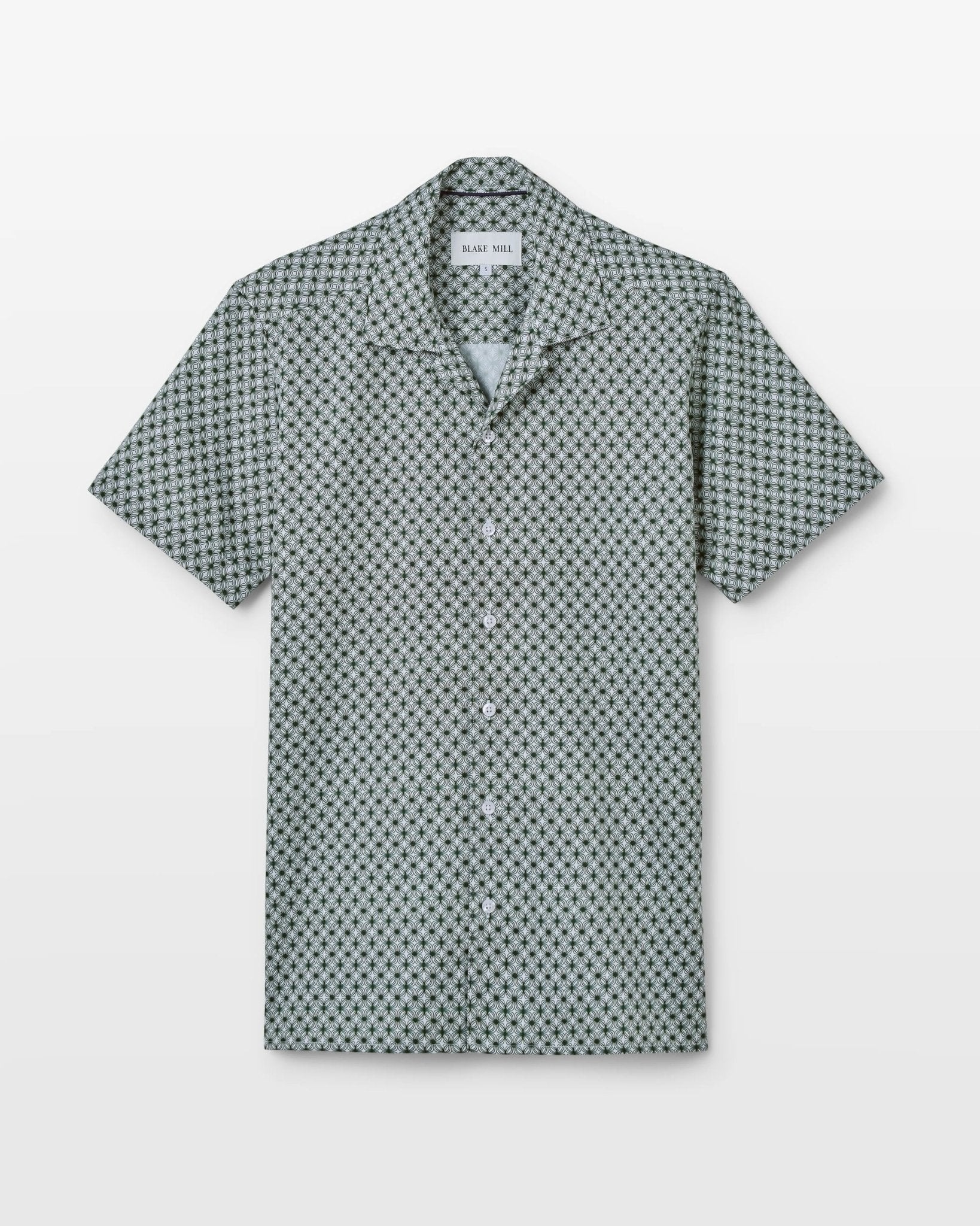 Emerald Wavy Geo Open Collar Shirt - Blake Mill