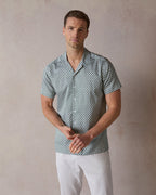 Emerald Wavy Geo Open Collar Shirt - Blake Mill