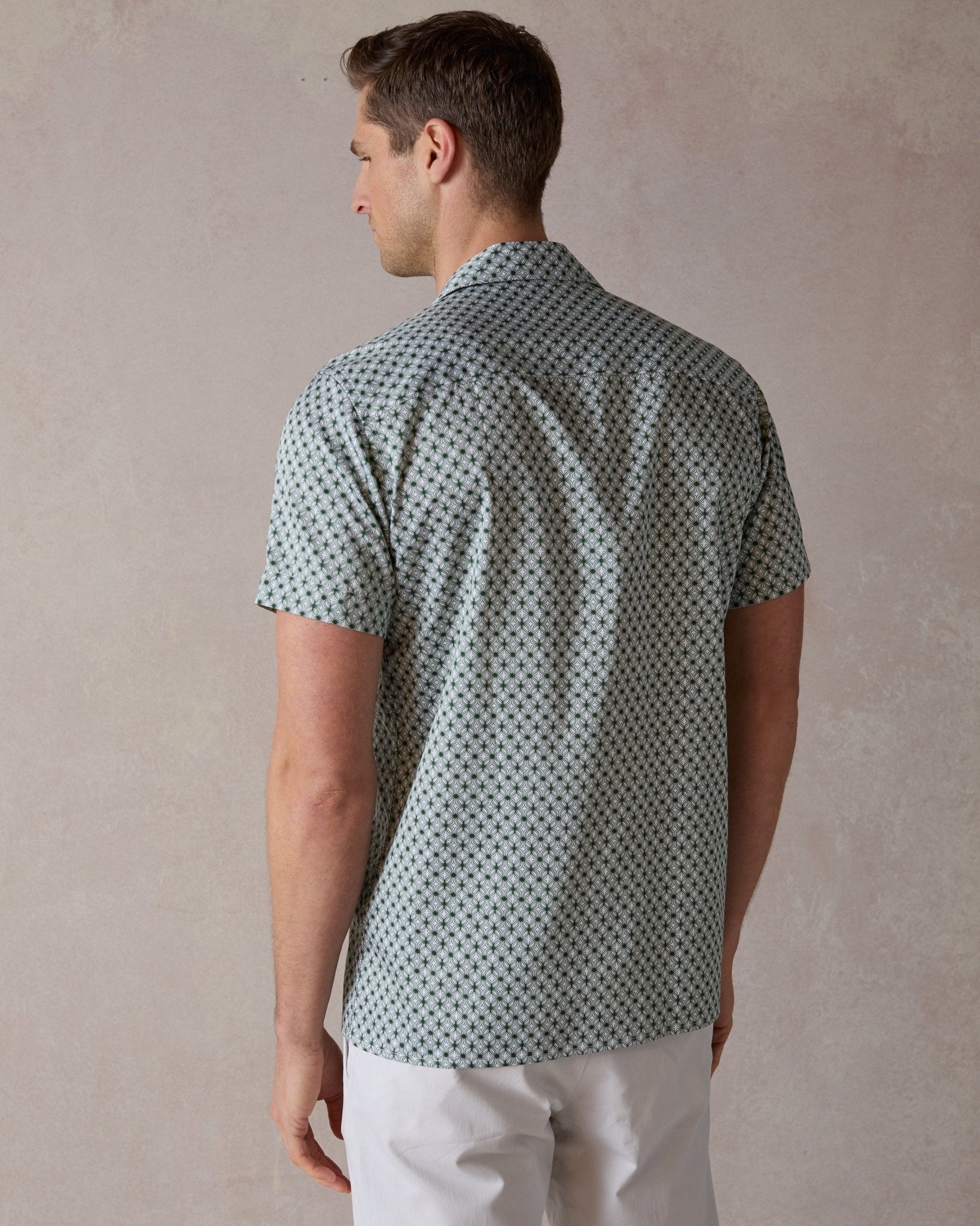 Emerald Wavy Geo Open Collar Shirt - Blake Mill