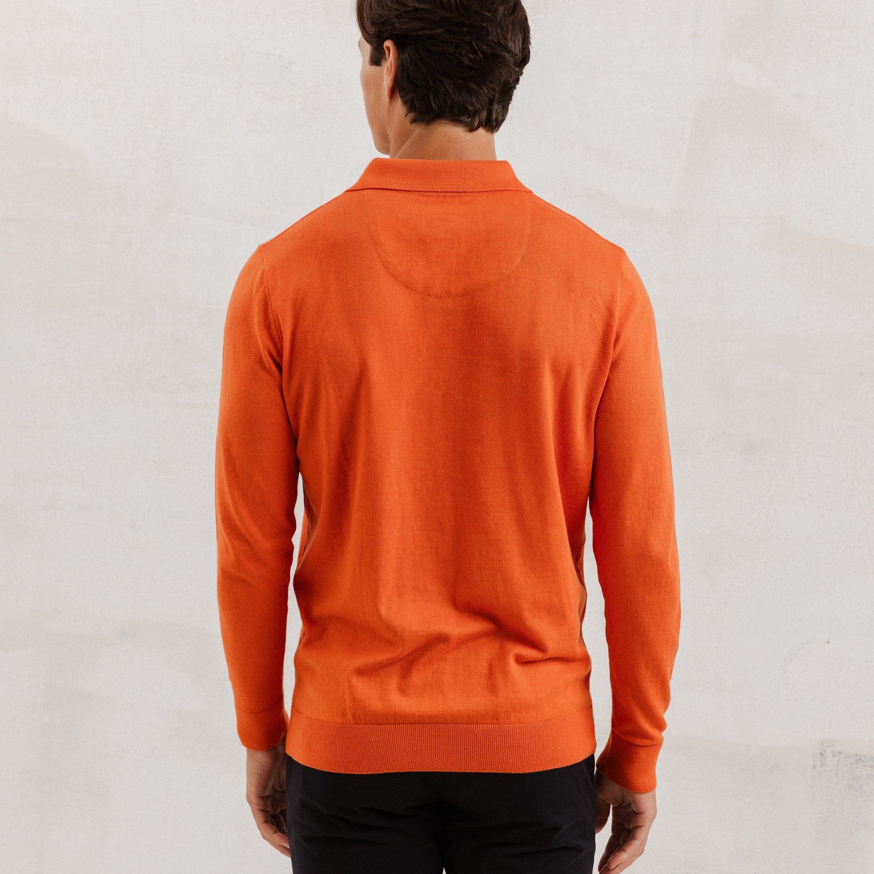 Orange Knit Polo with Flower Accents