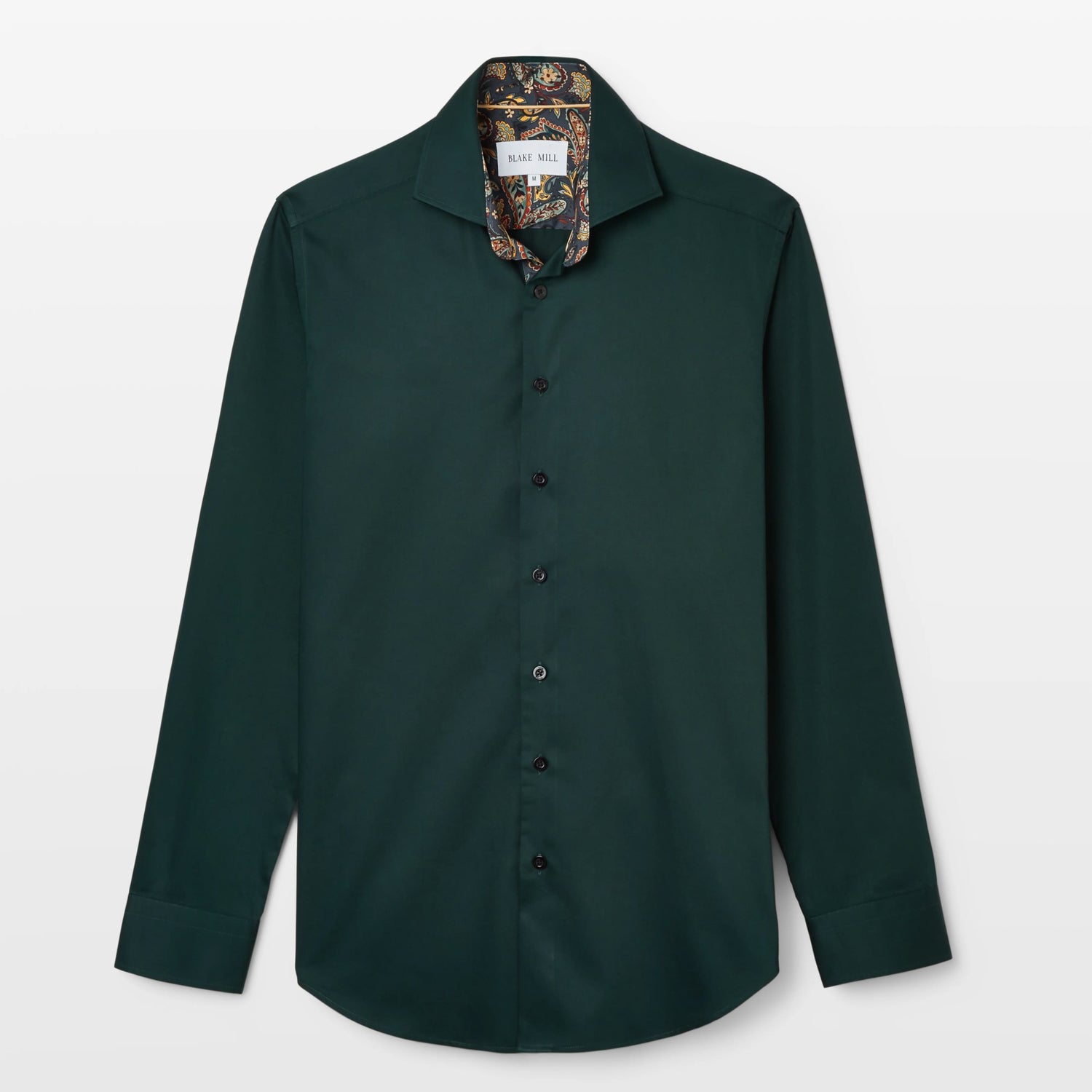 Green Sateen Shirt with Paisley Accents