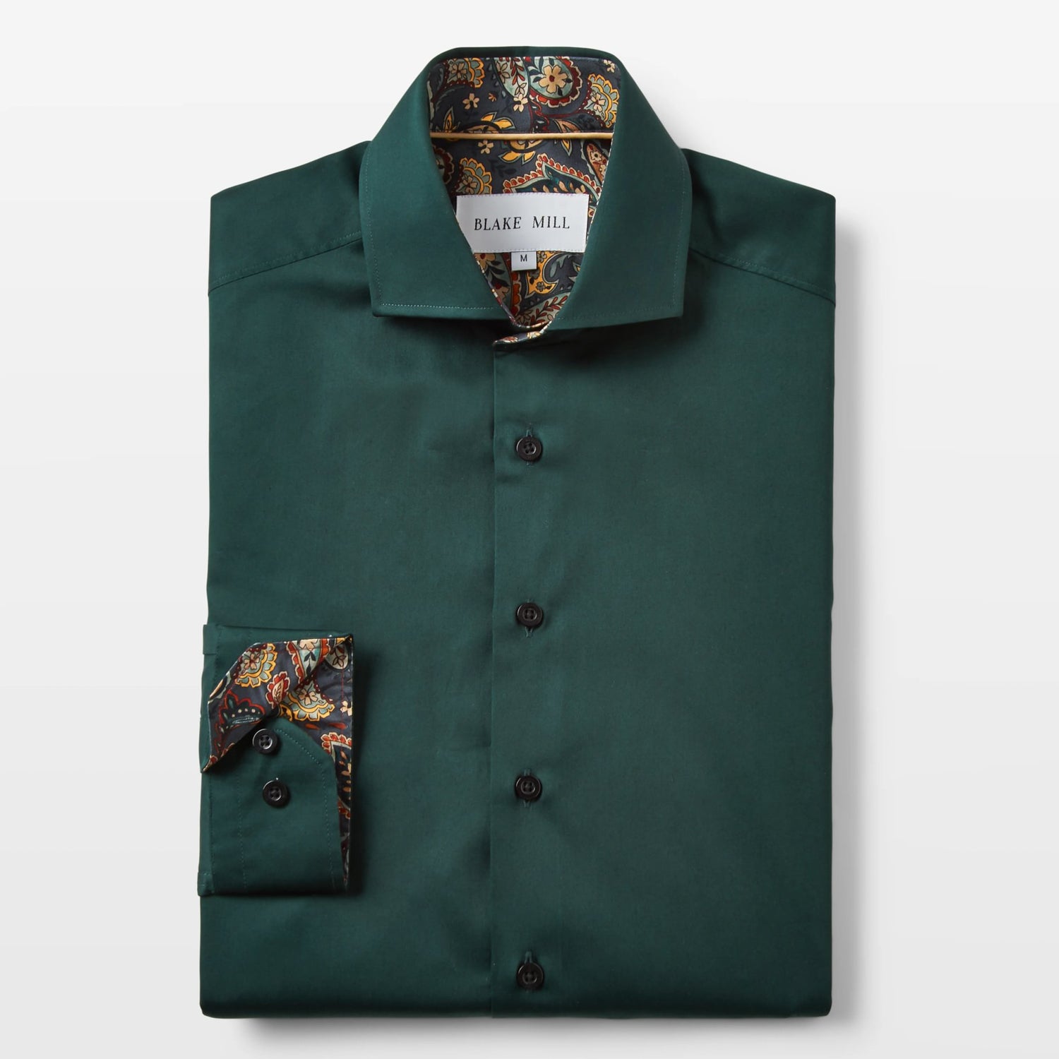 Green Sateen Shirt with Paisley Accents