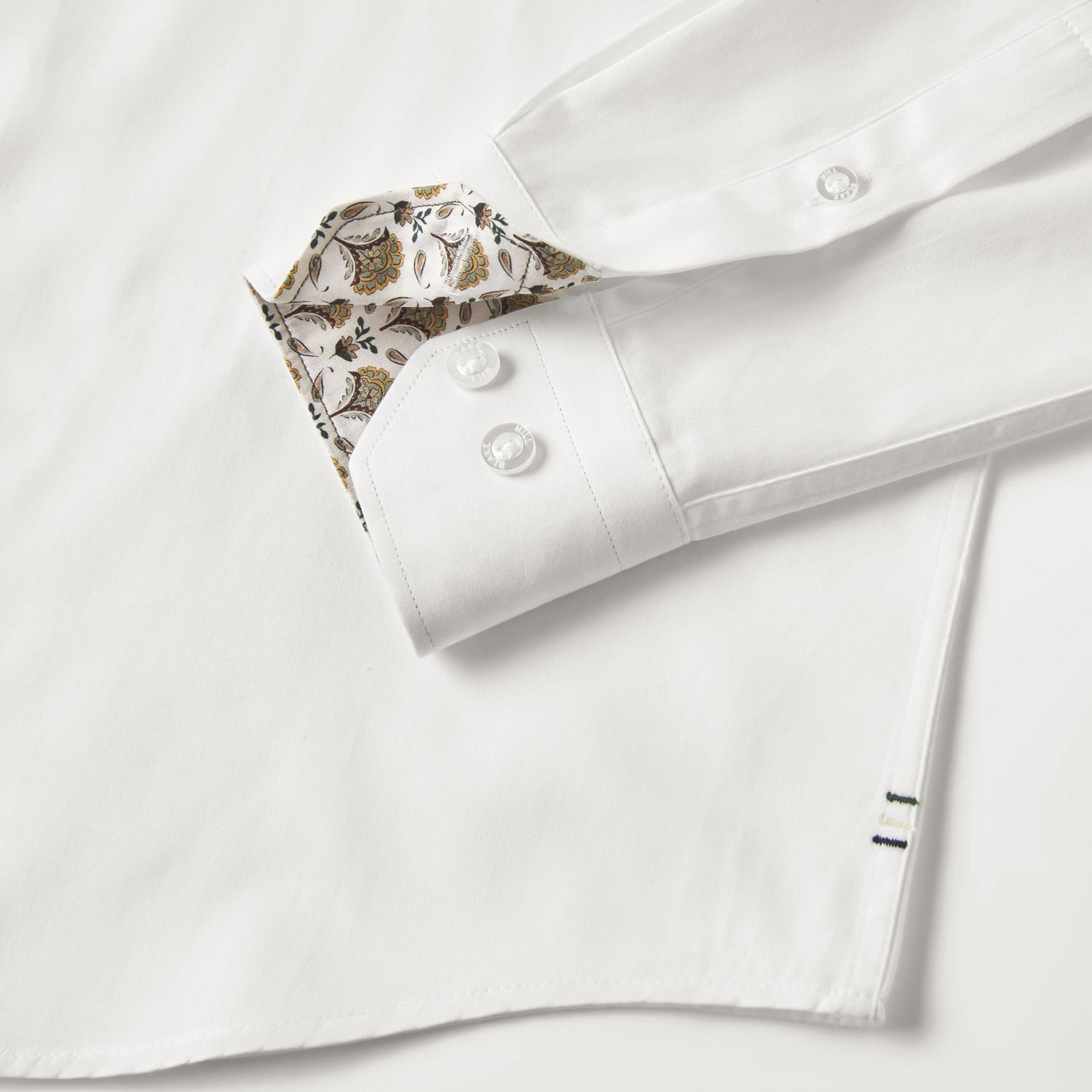 White Sateen Shirt with Yellow Flora Accents