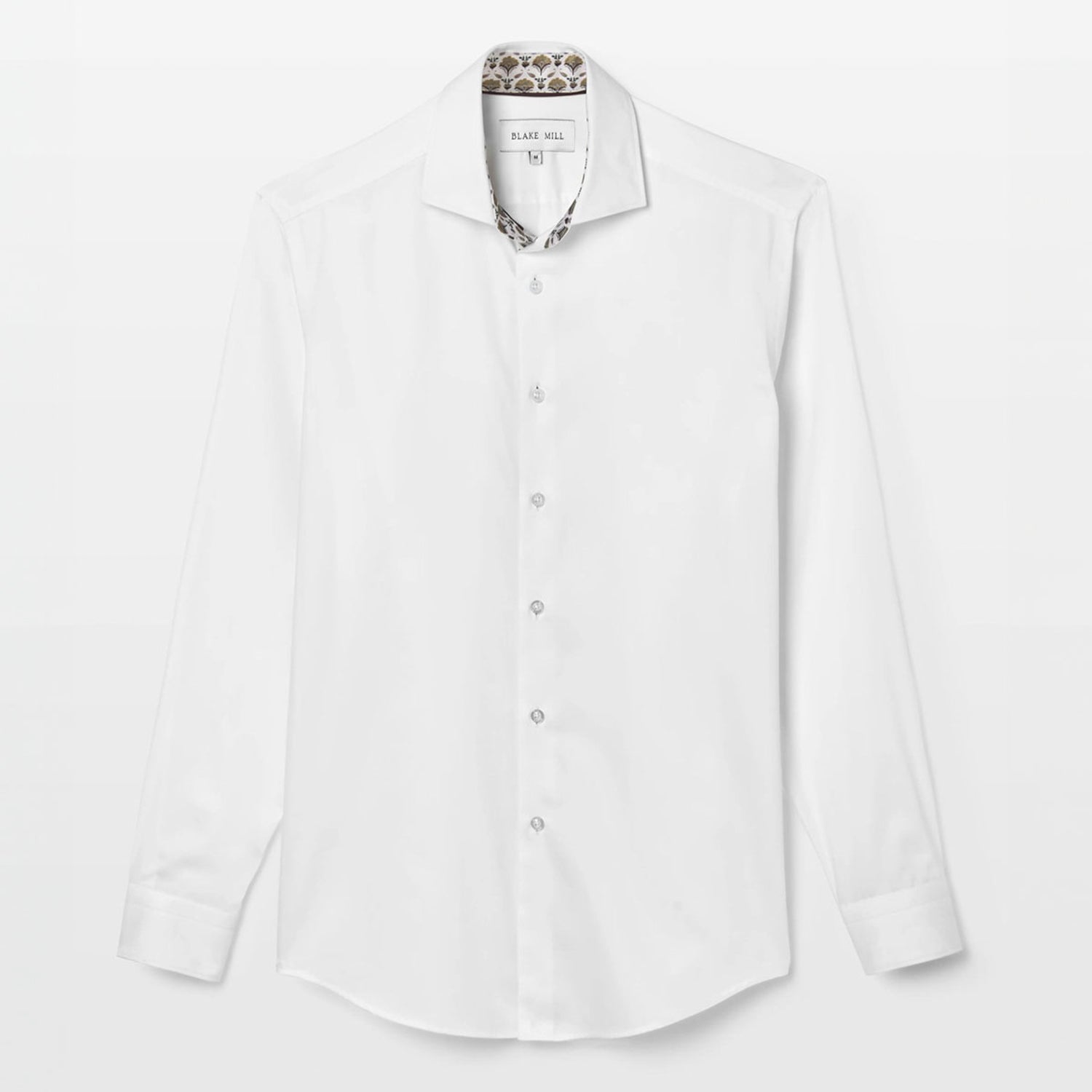 White Sateen Shirt with Yellow Flora Accents