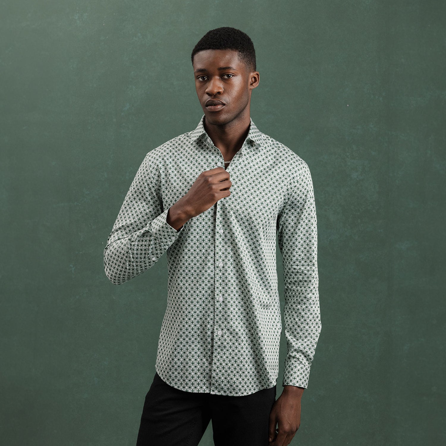 Emerald Wavy Geo Shirt