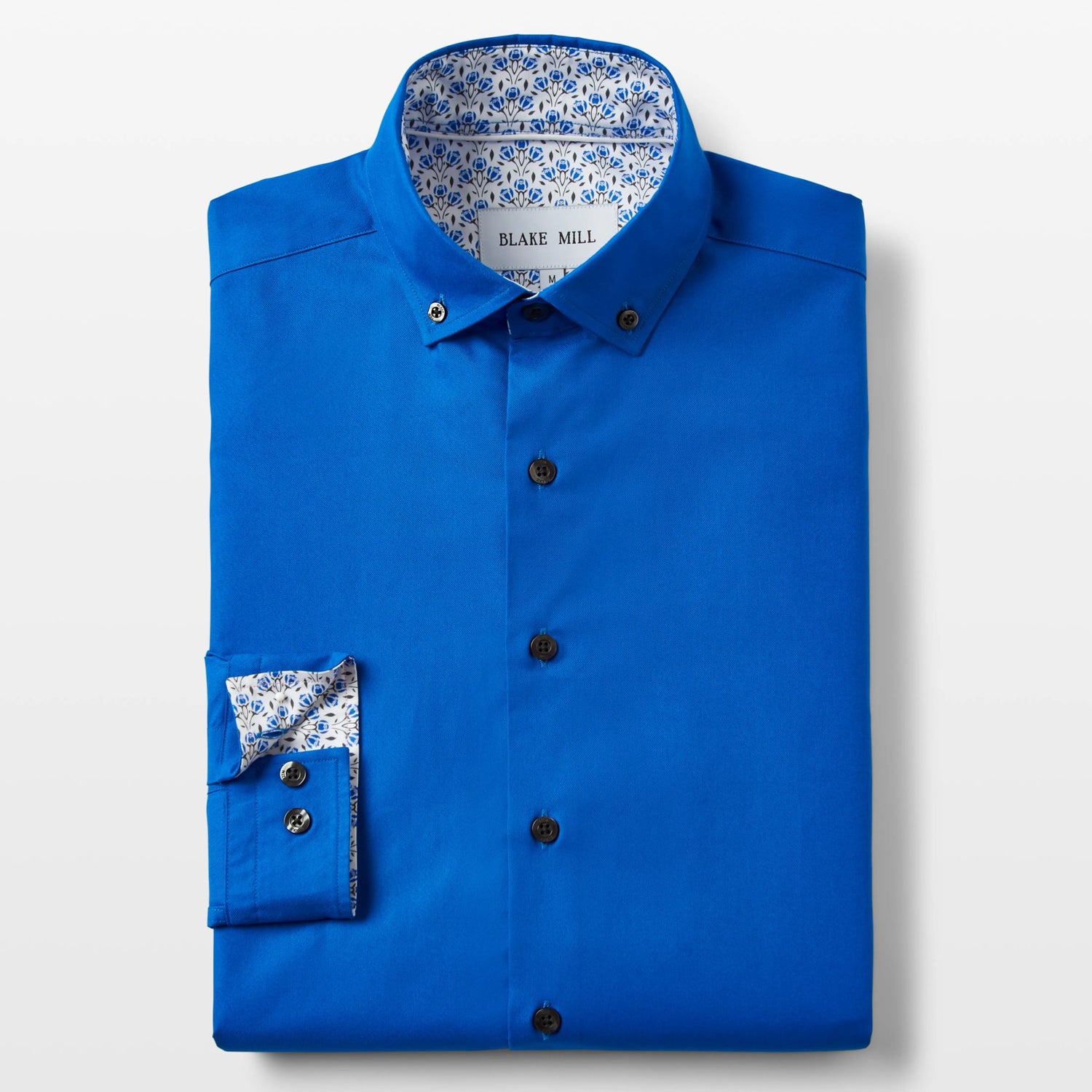 Bright Blue Oxford Button-Down with Botanic Floral Accents