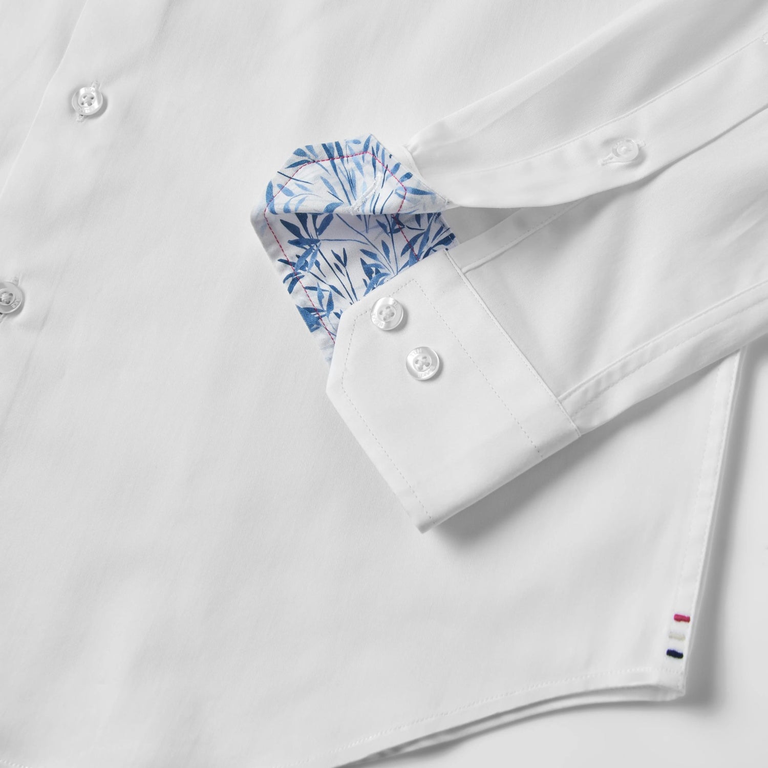 White Sateen Shirt with Blue Savanna Accents