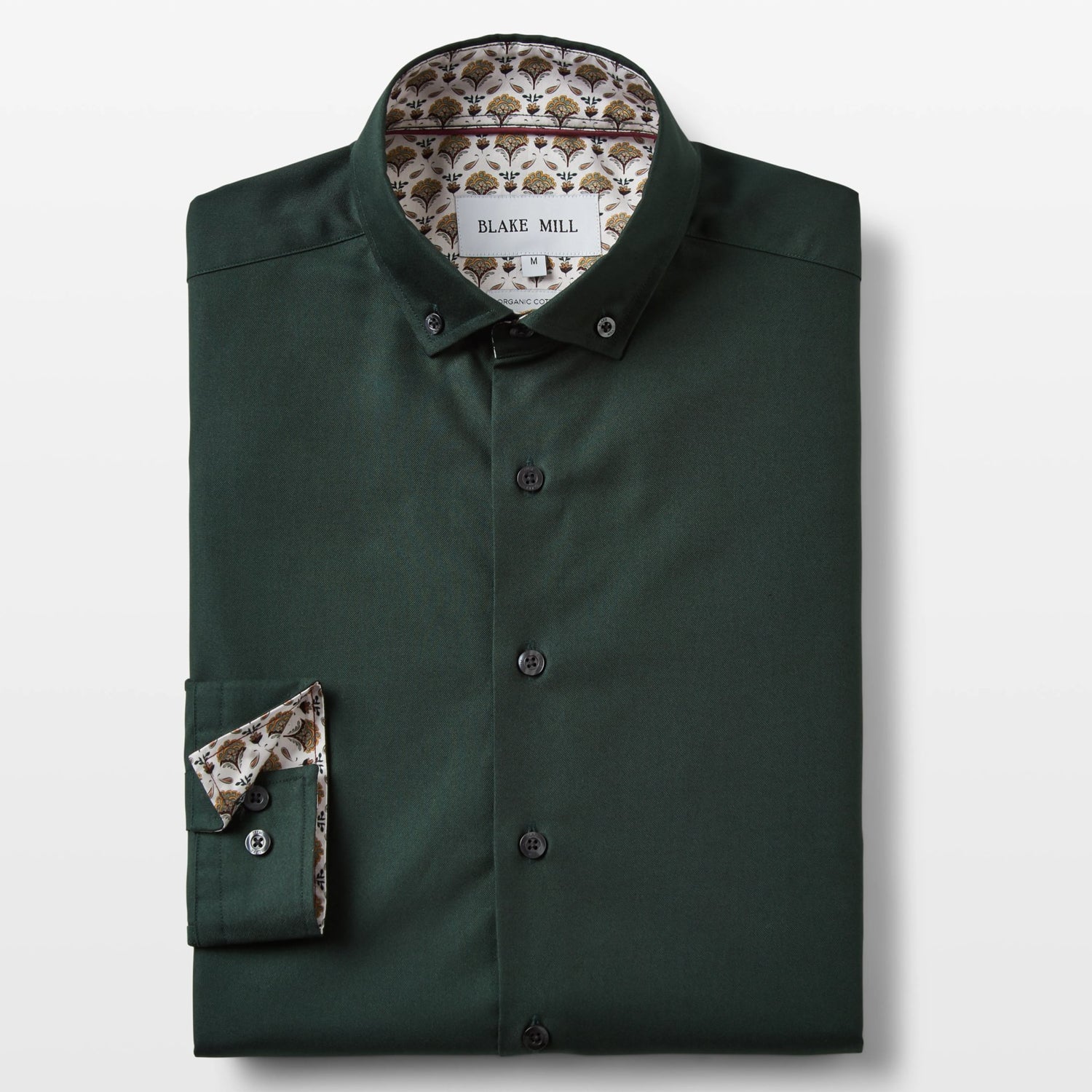 Green Oxford Button-Down with Yellow Flora Accents