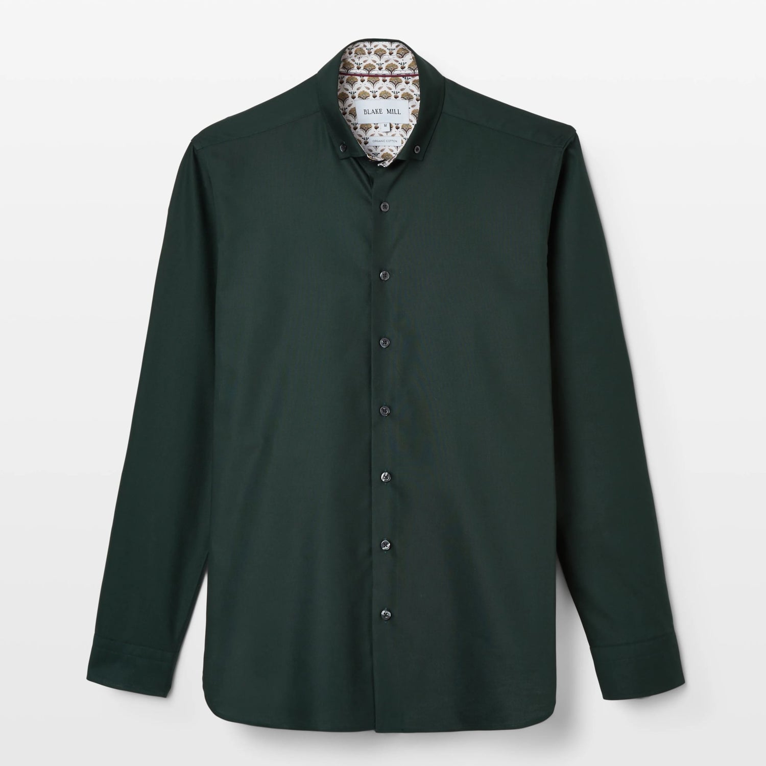 Green Oxford Button-Down with Yellow Flora Accents