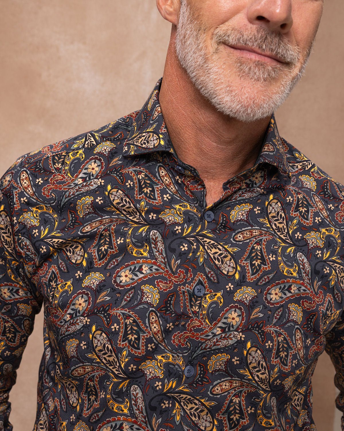 【todayful】STAND COLLAR PAISLEY SHIRT Stand-collar blouse - navy blue/paisley pattern - 1292620005