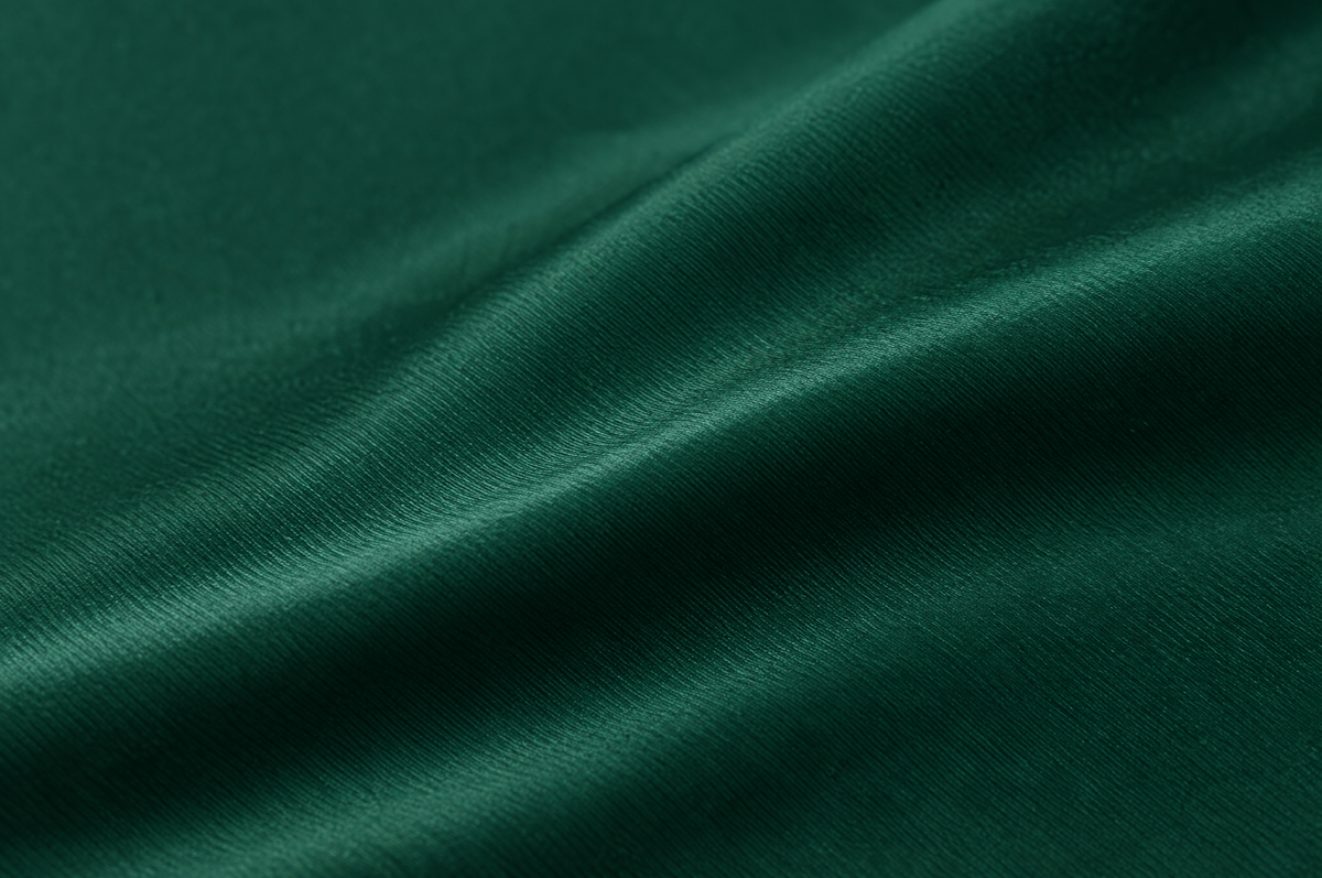 Green Sateen shirt fabric detail