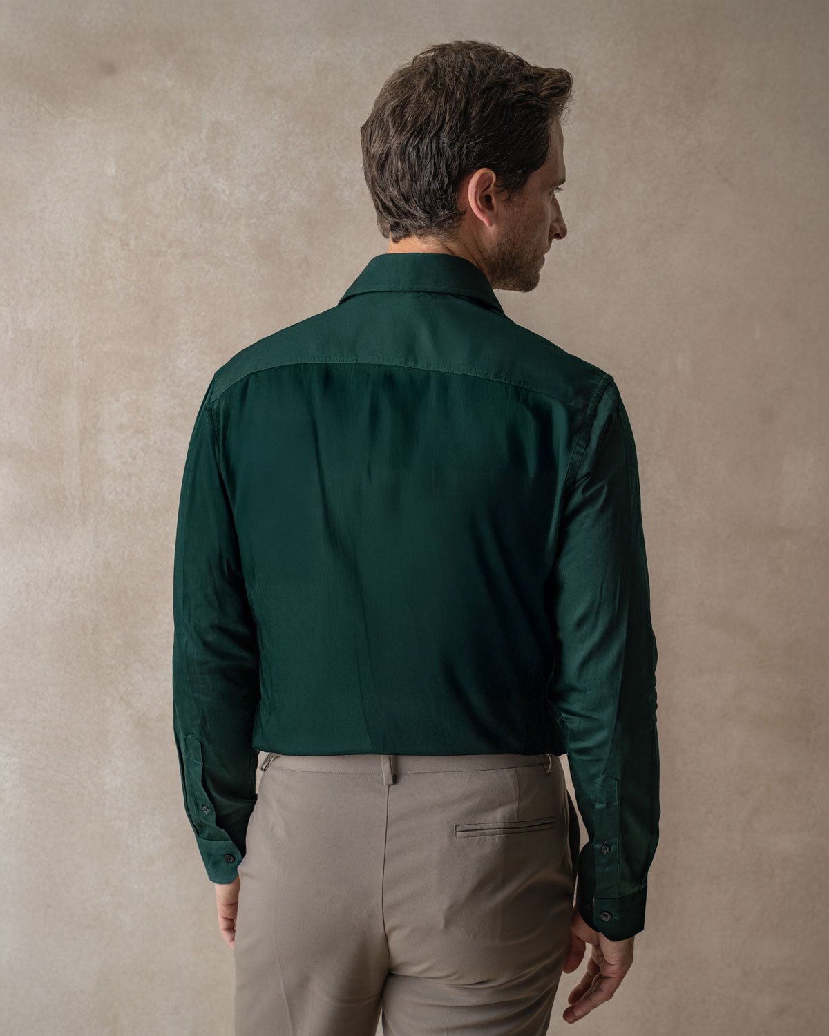 Green Sateen Shirt with Paisley Accents - Blake Mill