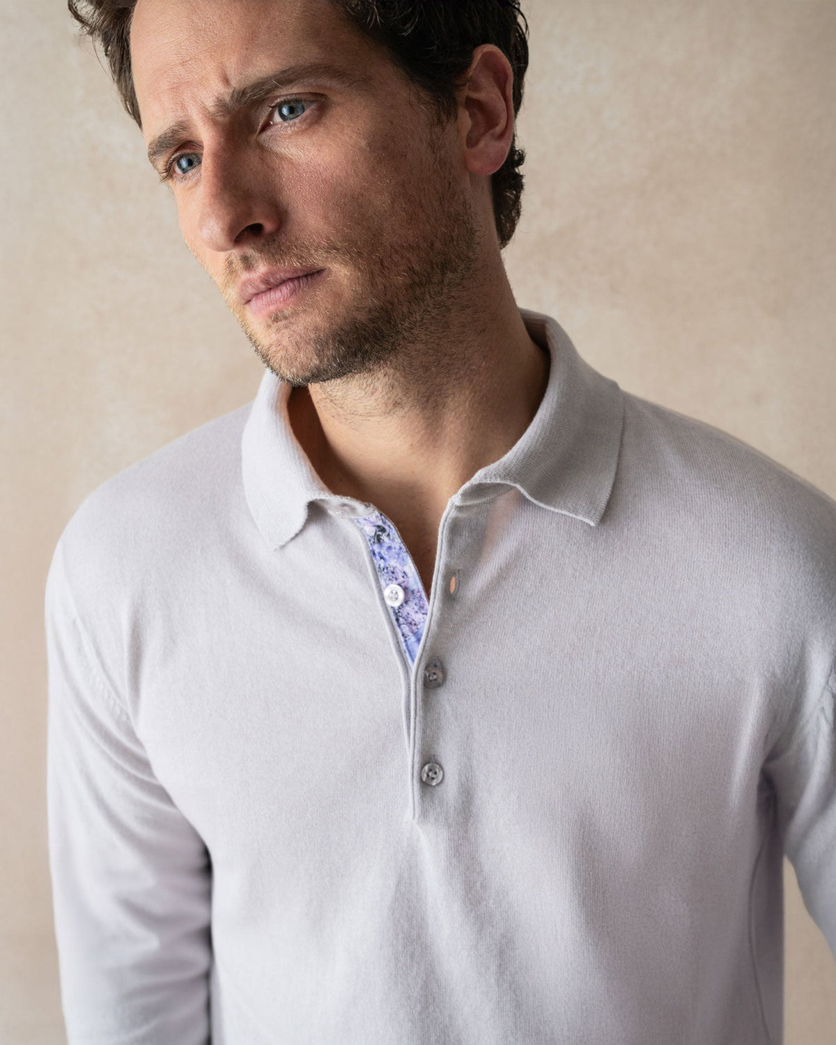 Grey Knit Polo with Times March Accents - Blake Mill