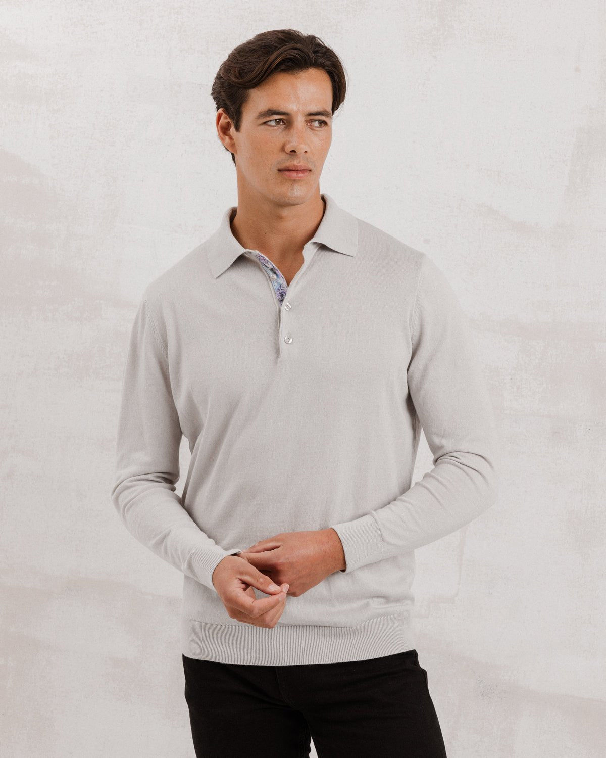 Grey Knit Polo with Times March Accents - Blake Mill