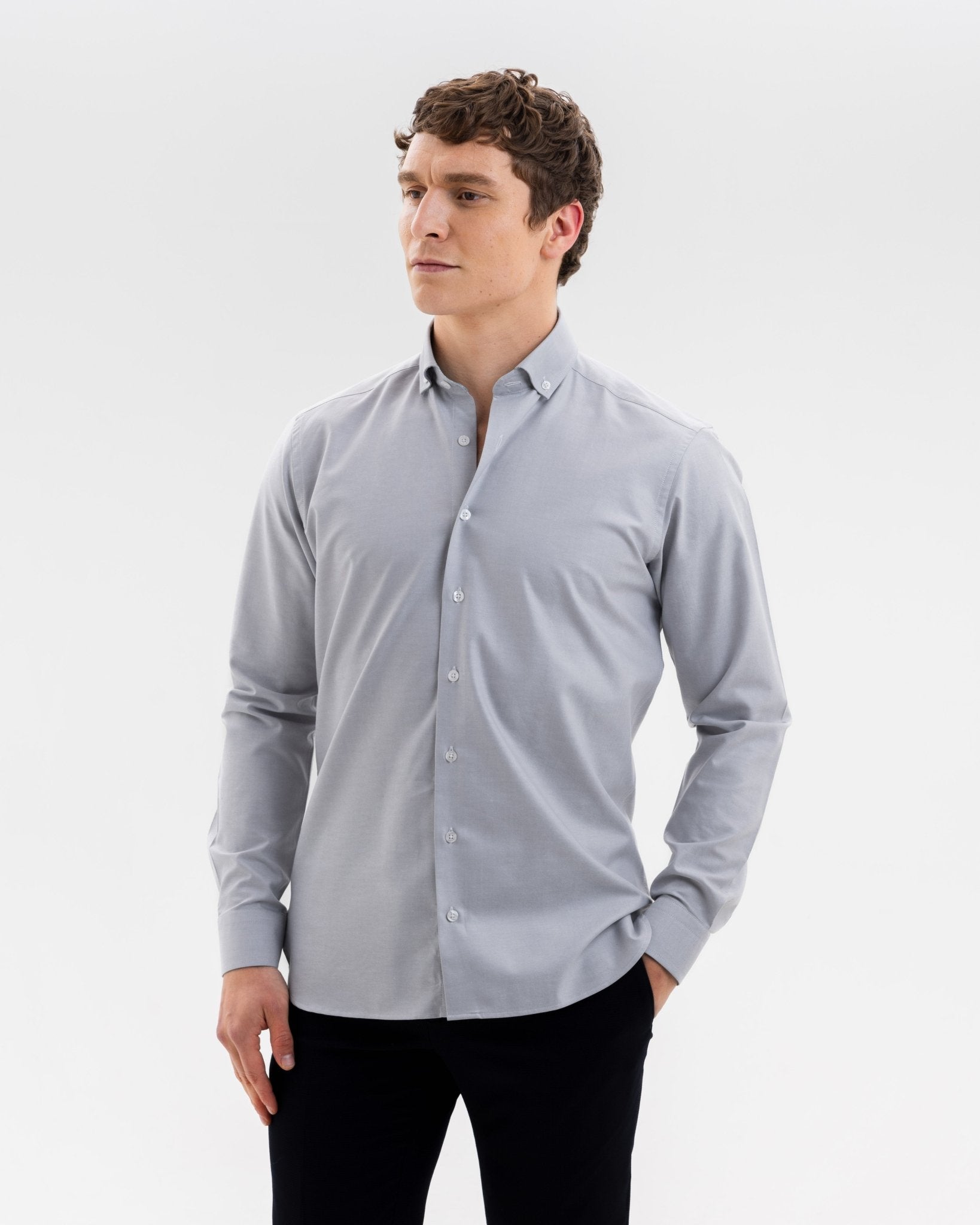 Grey Oxford with Oriental Paisley Accents Button - Down Shirt - Blake Mill