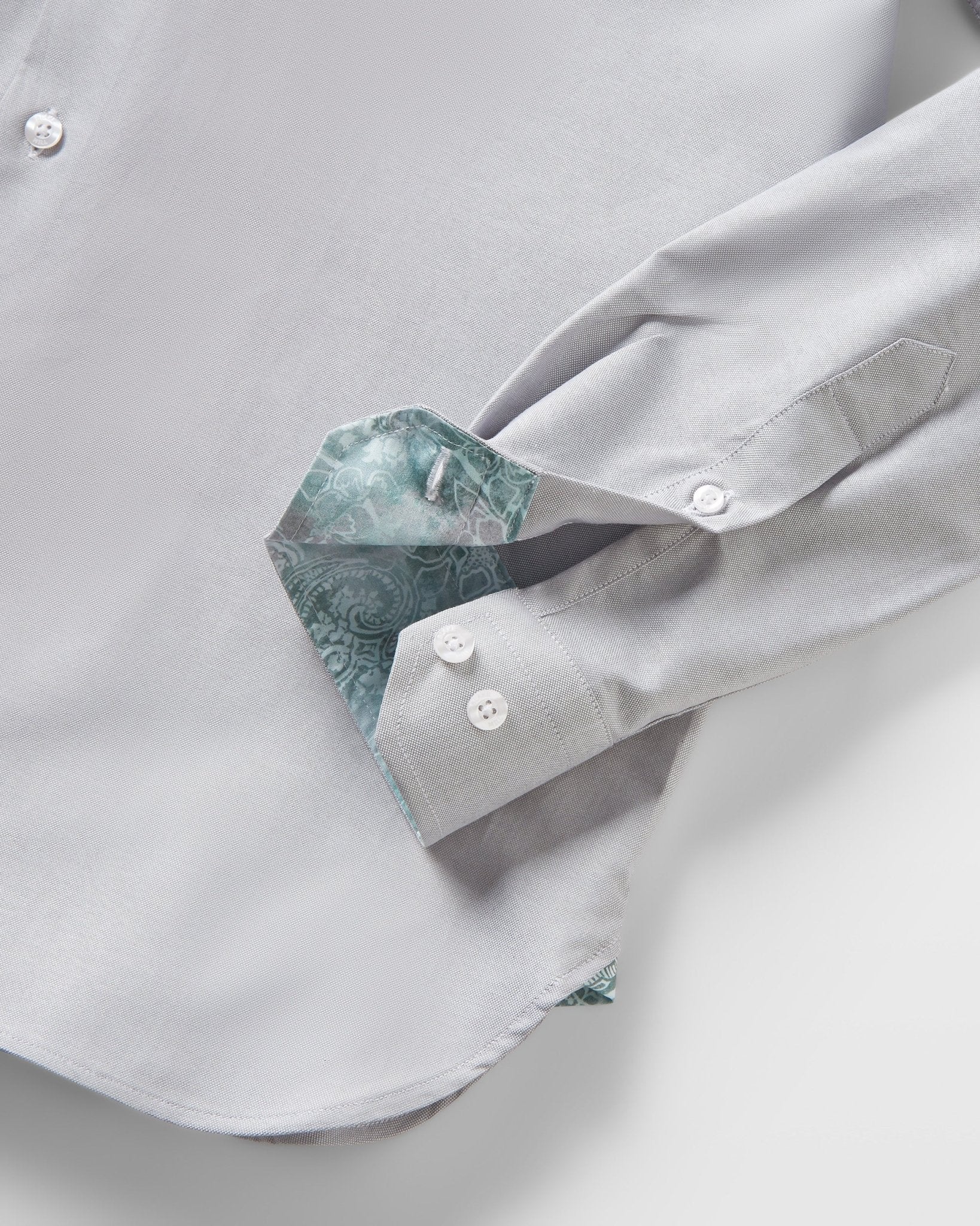 Grey Oxford with Oriental Paisley Accents Button - Down Shirt - Blake Mill