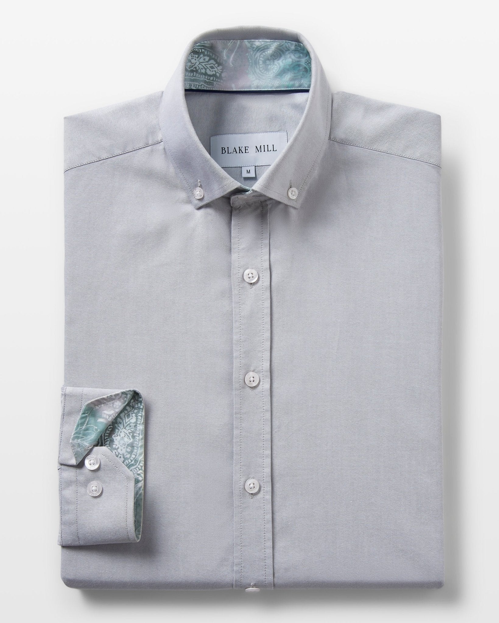 Grey Oxford with Oriental Paisley Accents Button - Down Shirt - Blake Mill