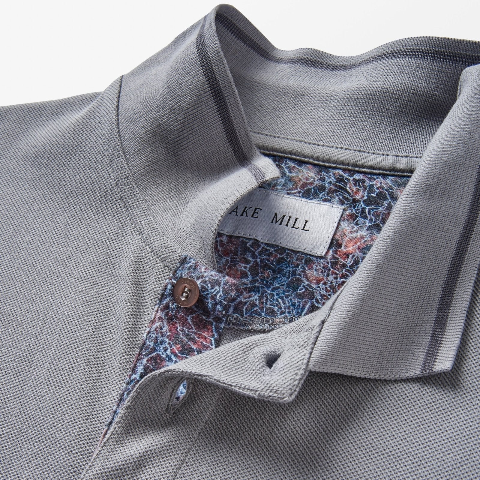 Grey Pique Polo with Cracked Ice Accents - Blake Mill