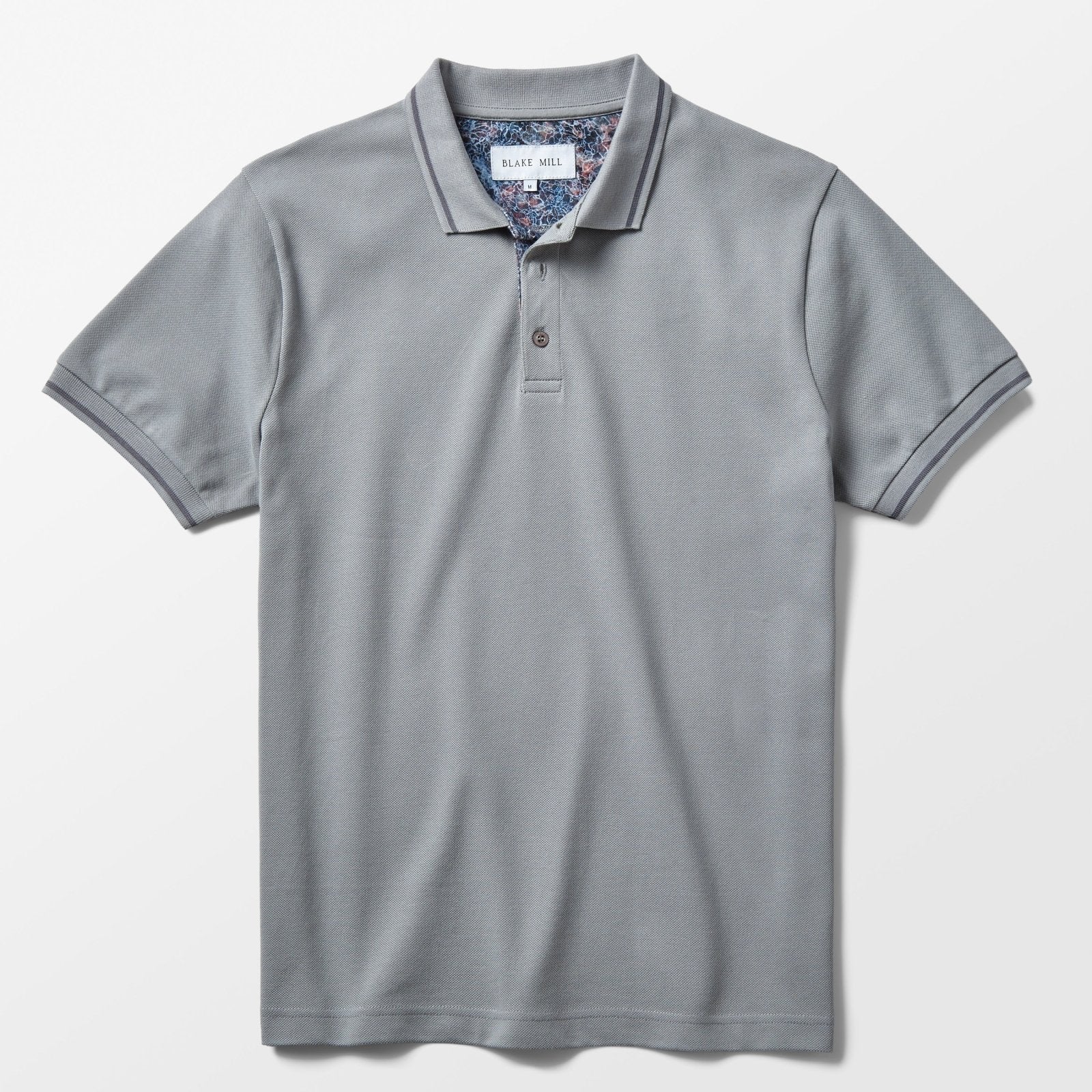 Grey Pique Polo with Cracked Ice Accents - Blake Mill