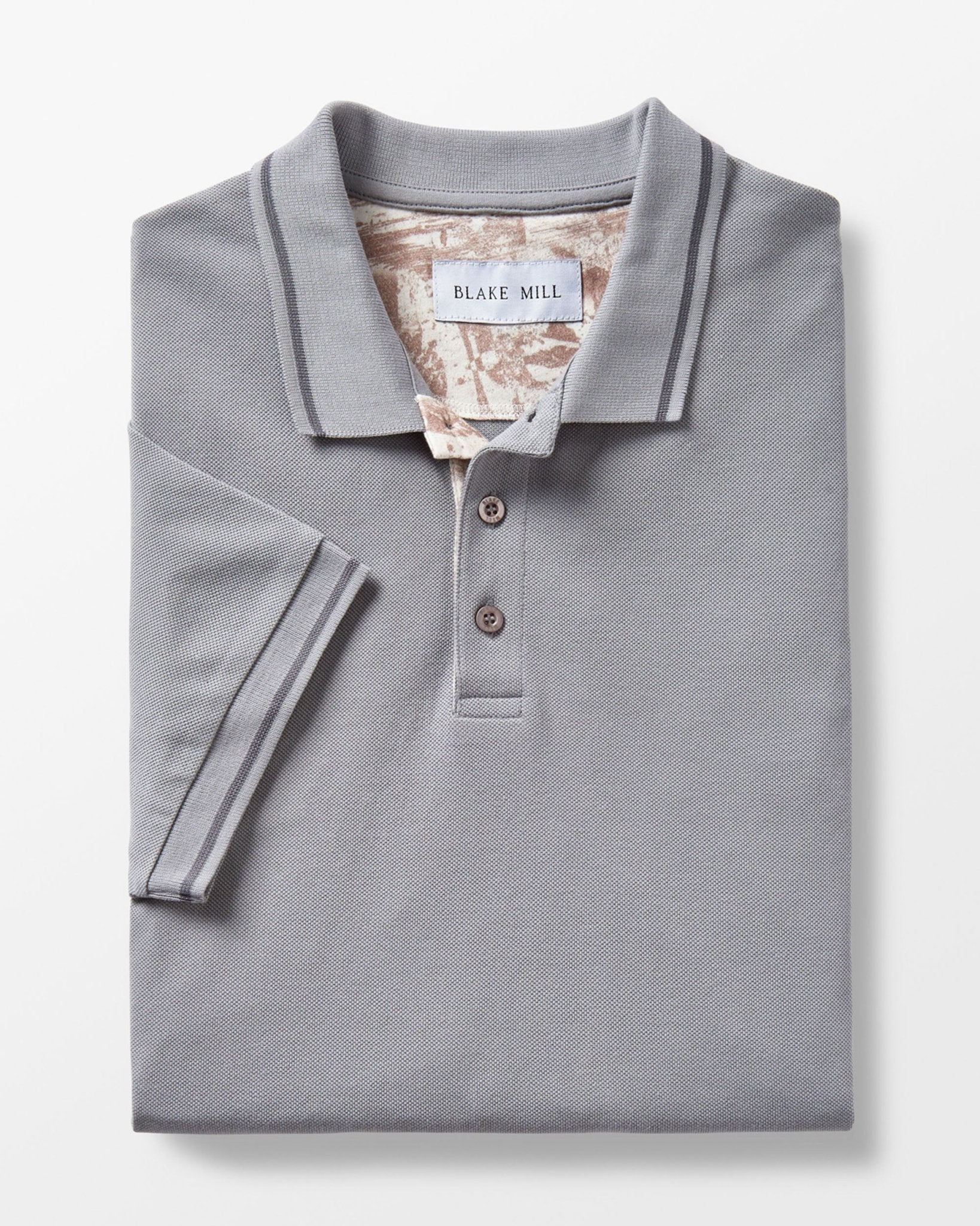 Grey Pique Polo with Sandstorm Accents - Blake Mill