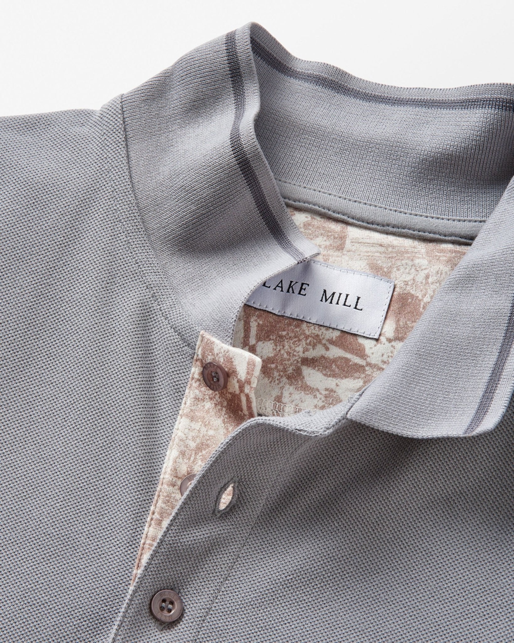 Grey Pique Polo with Sandstorm Accents - Blake Mill