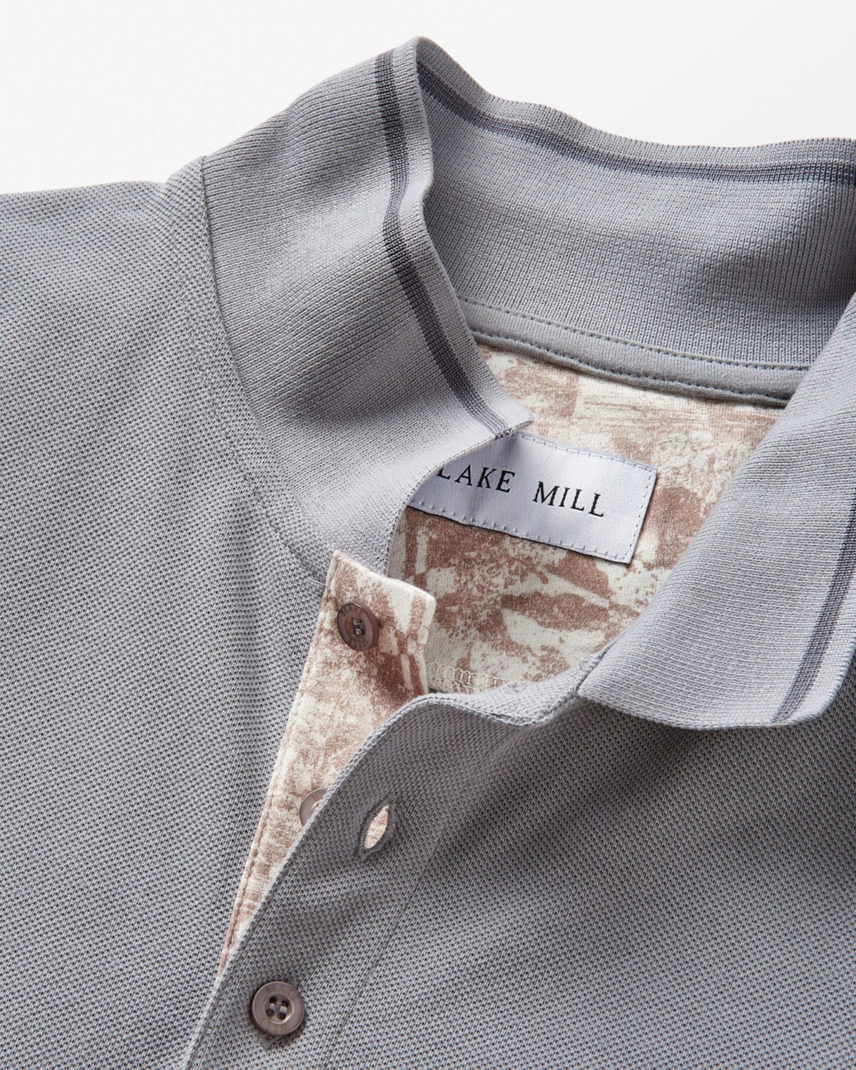 Grey Pique Polo with Sandstorm Accents - Blake Mill