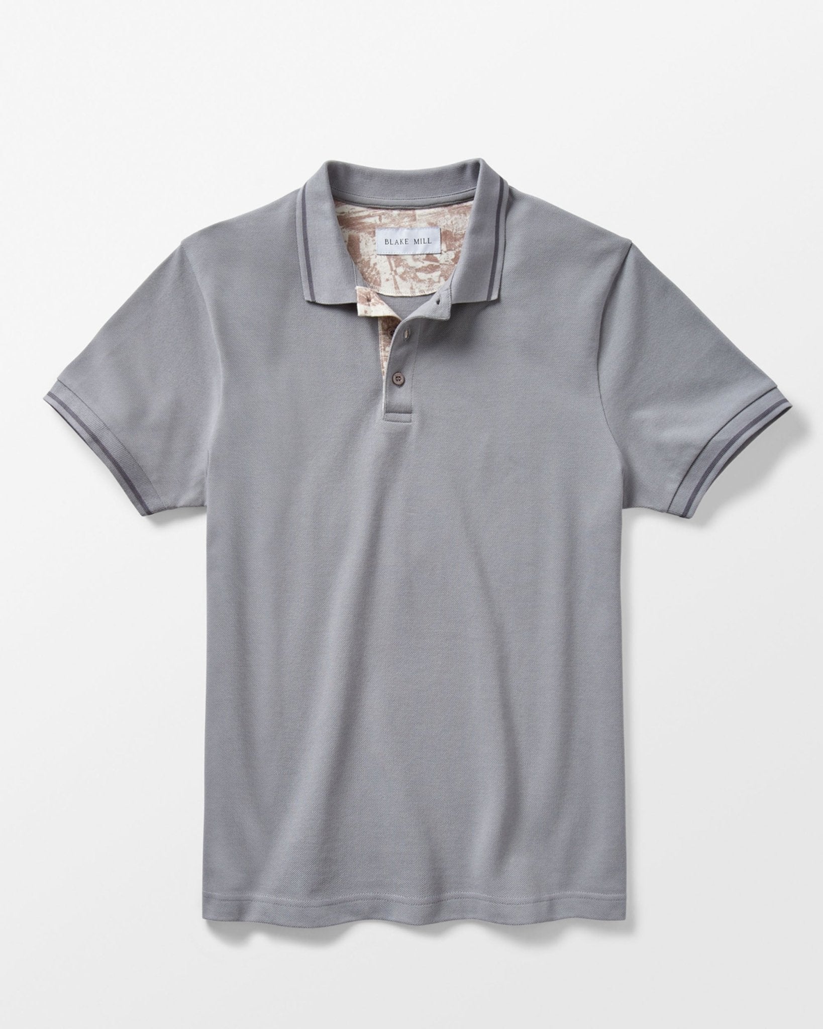 Grey Pique Polo with Sandstorm Accents - Blake Mill