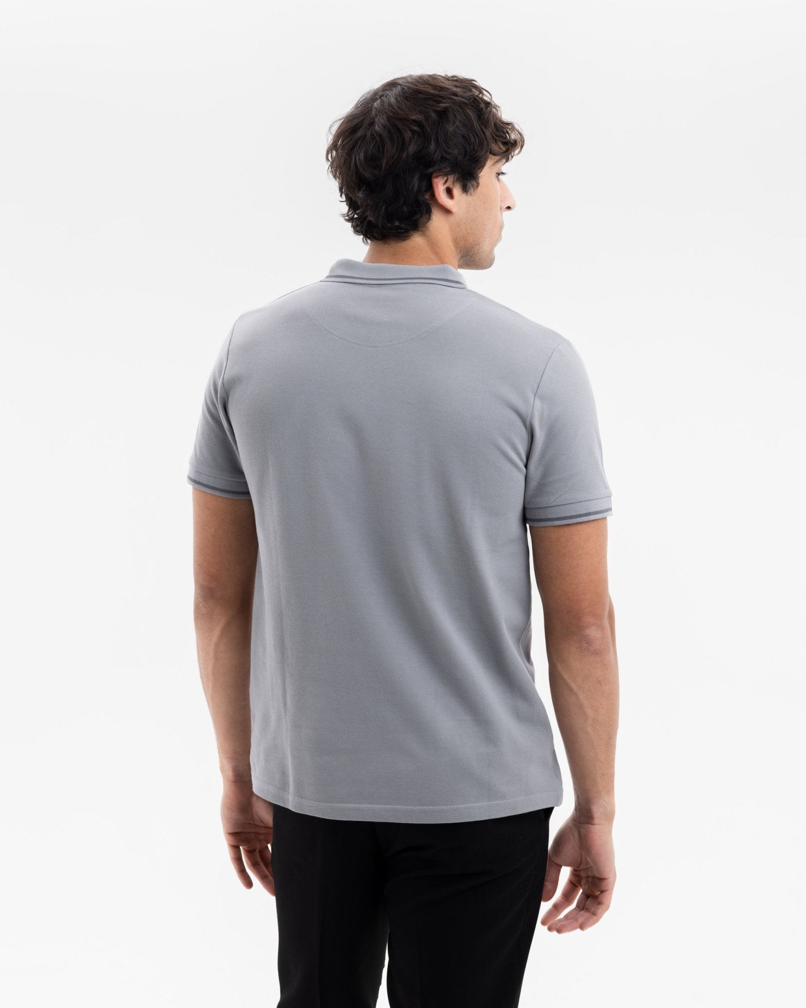 Grey Pique Polo with Sandstorm Accents - Blake Mill