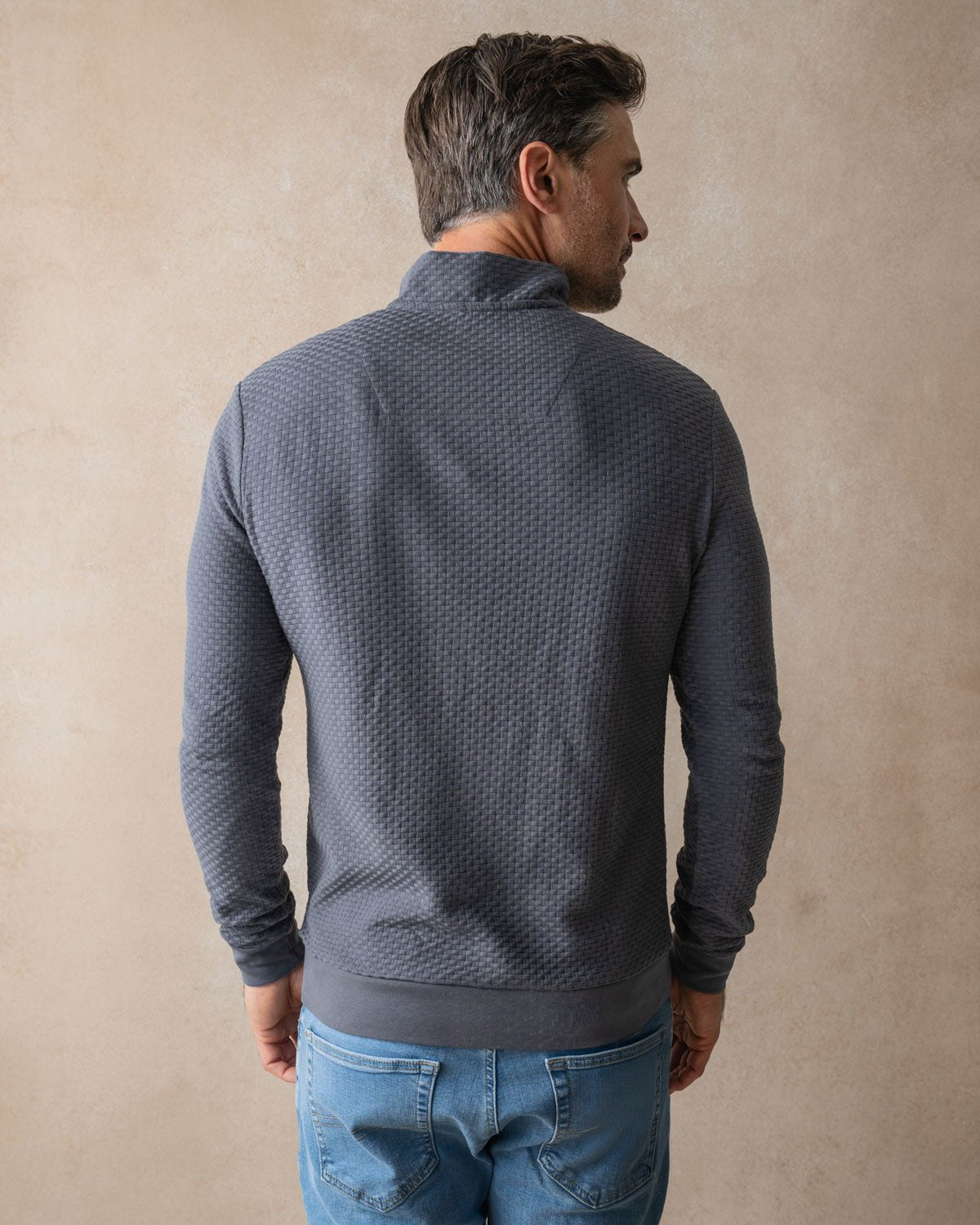 Grey with Tartan Quarter Zip Jersey - Blake Mill