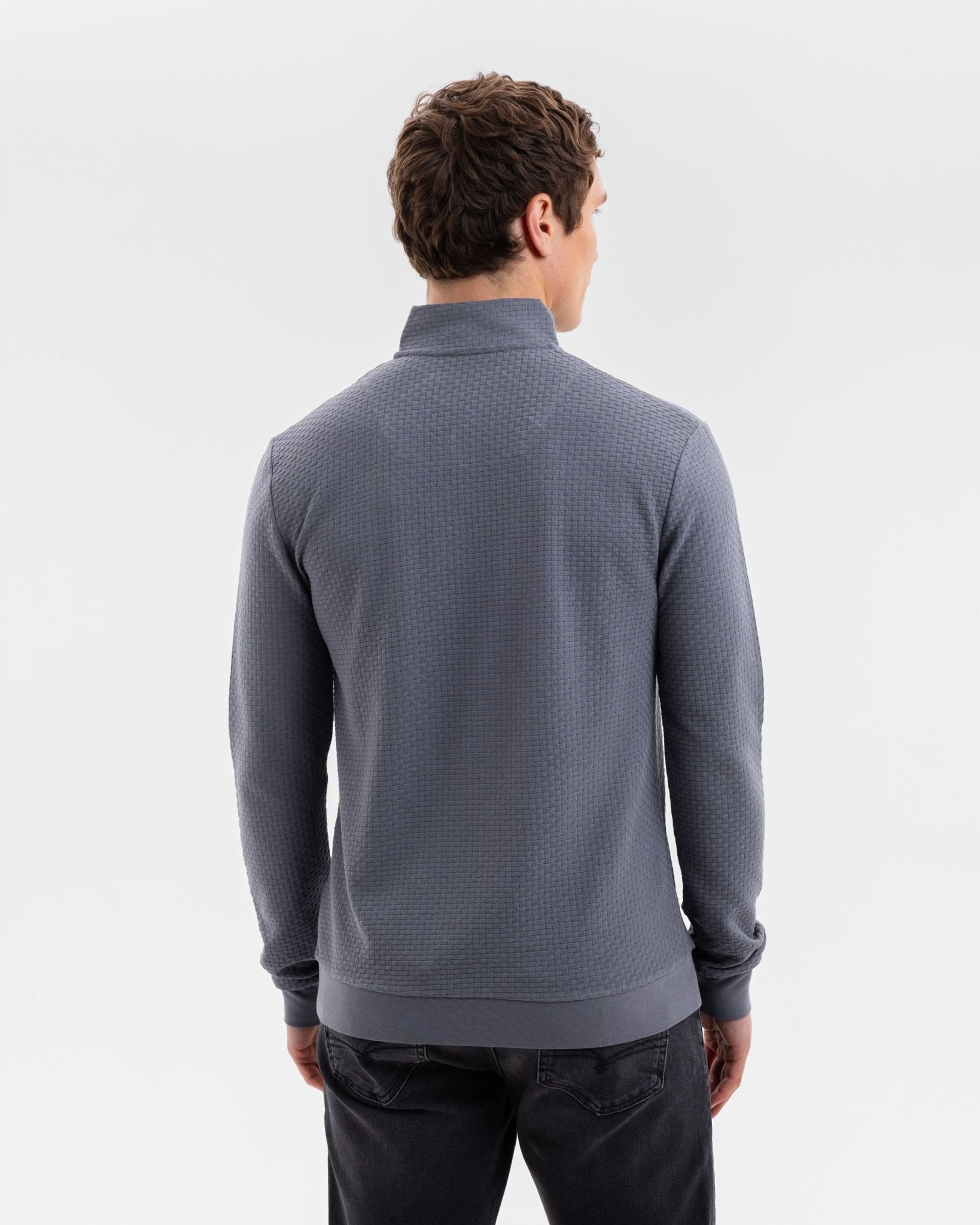 Grey with Tartan Quarter Zip Jersey - Blake Mill