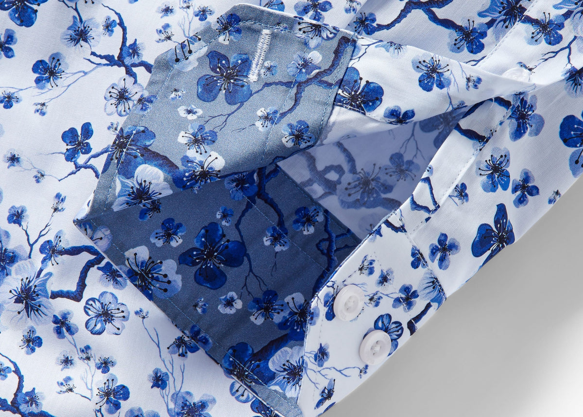 Cuffs on a blue floral shirt