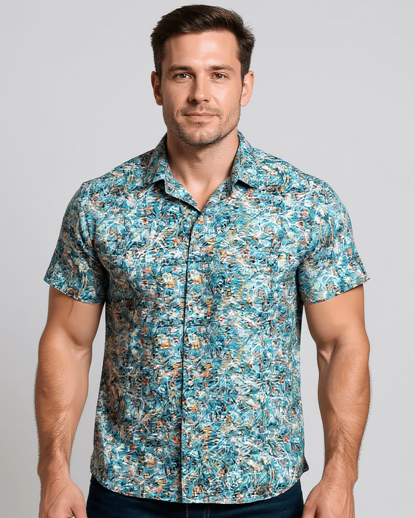 Ink Wave Open Collar Shirt - Blake Mill