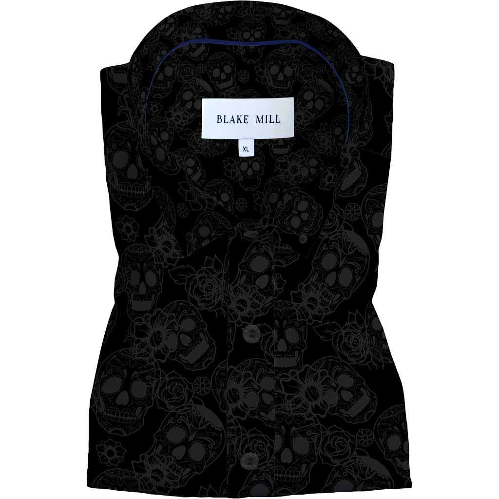 Jacquard Skulls Black Button - Down Shirt - Blake Mill