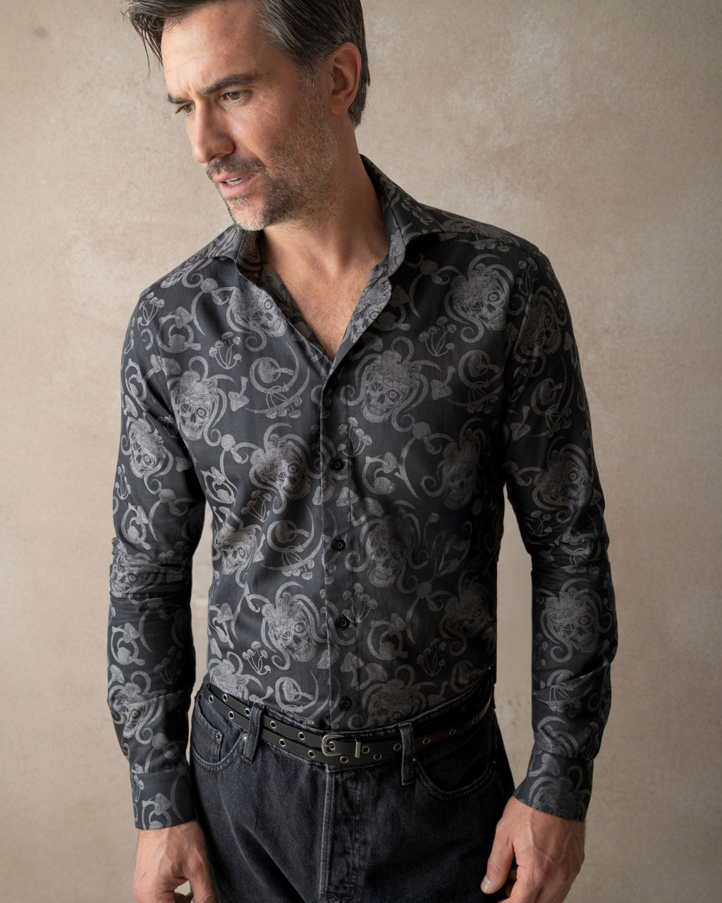 Jacquard Stoned Skulls Shirt - Blake Mill