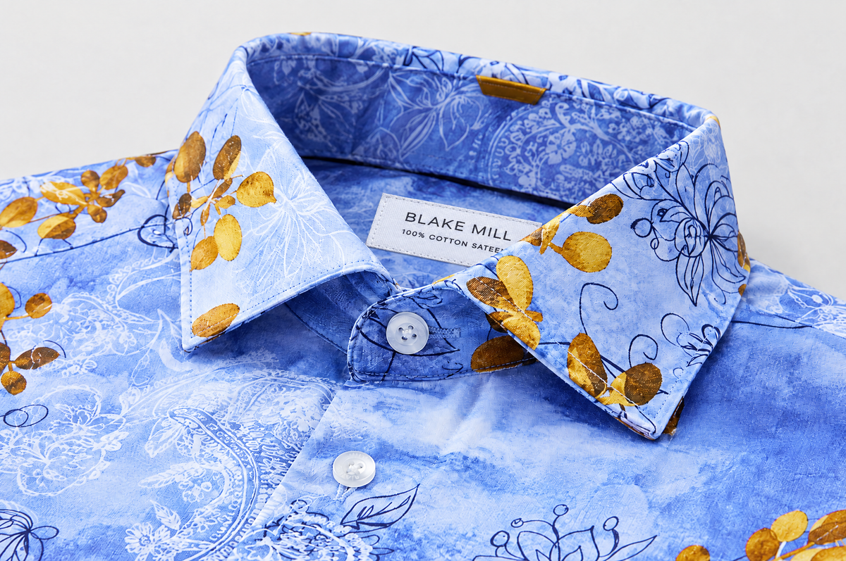 Japanese Flowers shirt collar detail