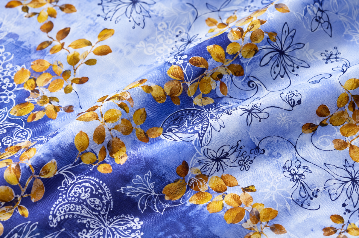 Japanese Flowers shirt cotton sateen fabric detail