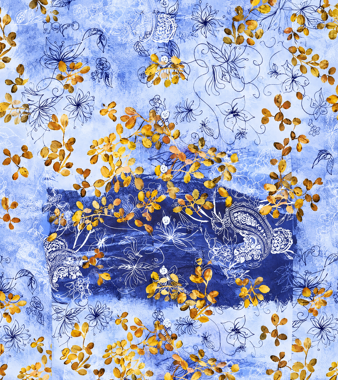 Japanese Flowers print design