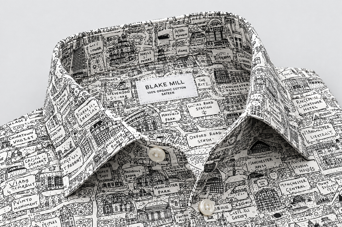 Manchester Doodle shirt collar detail