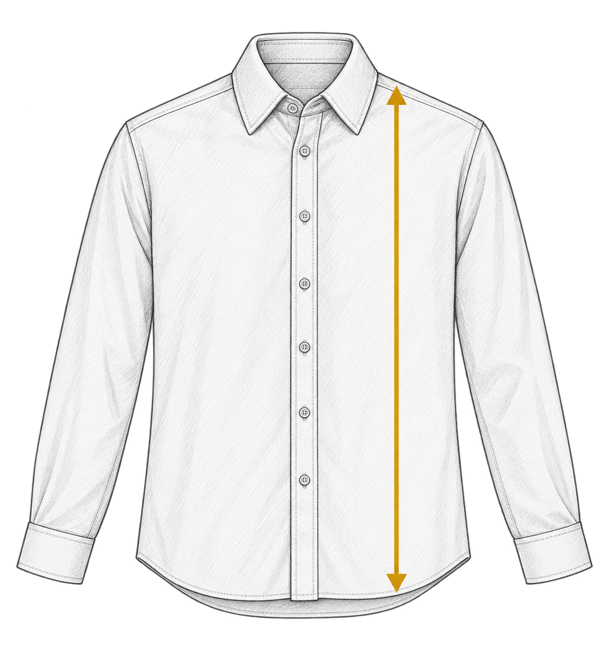 Shirt length measured from the top of the shoulder to the bottom hem