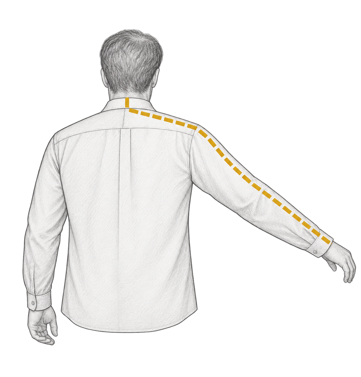 Sleeve length measured from the centre back of the neck, over the shoulder, to the wrist