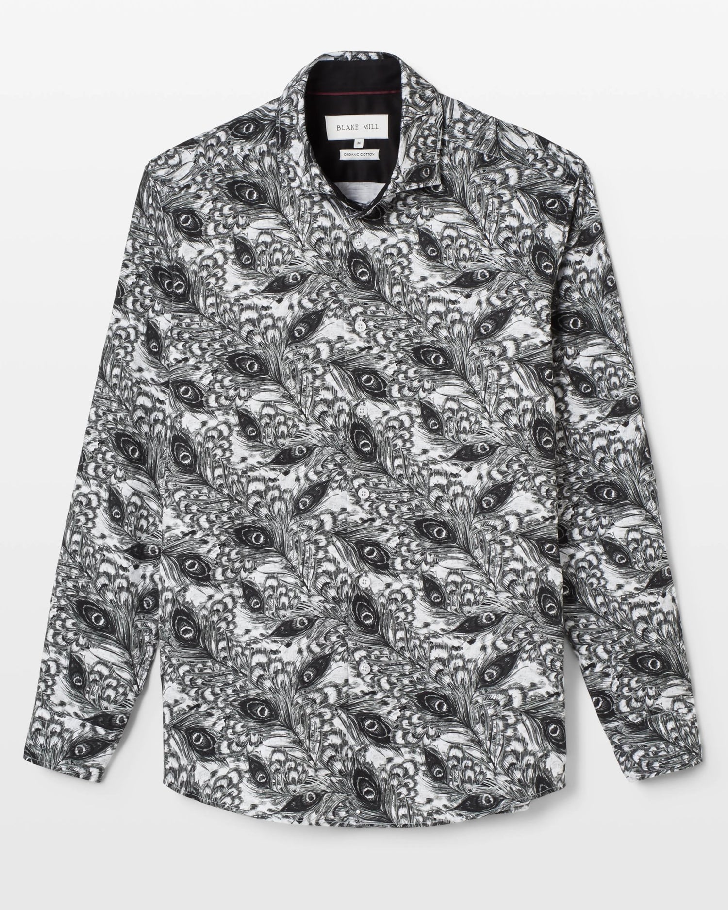 Monochrome Peacock Feathers Shirt - Blake Mill