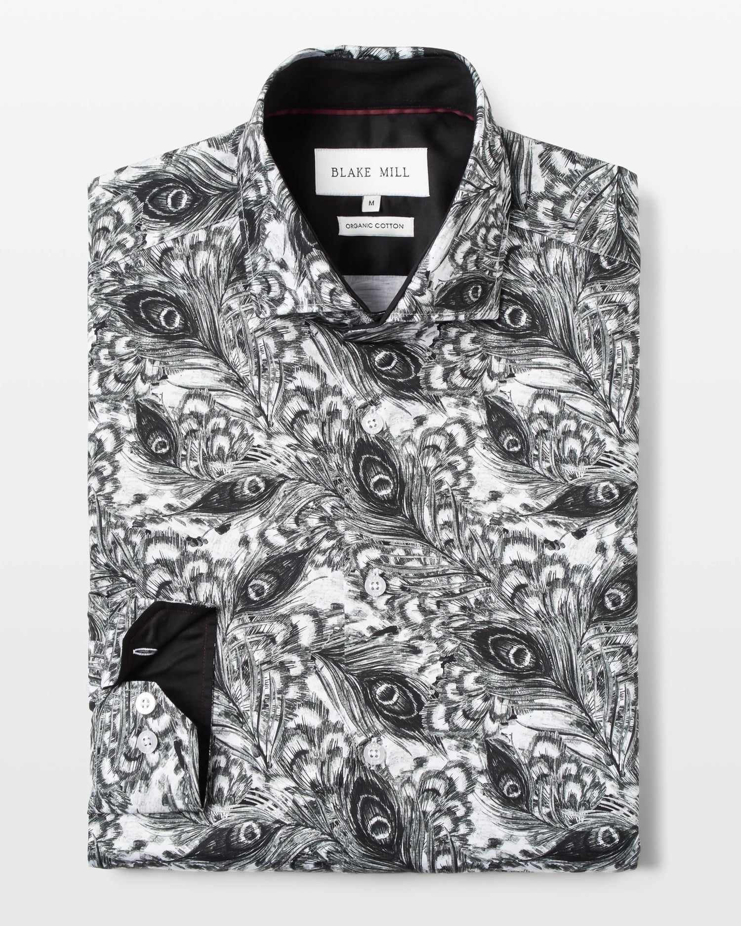 Monochrome Peacock Feathers Shirt - Blake Mill