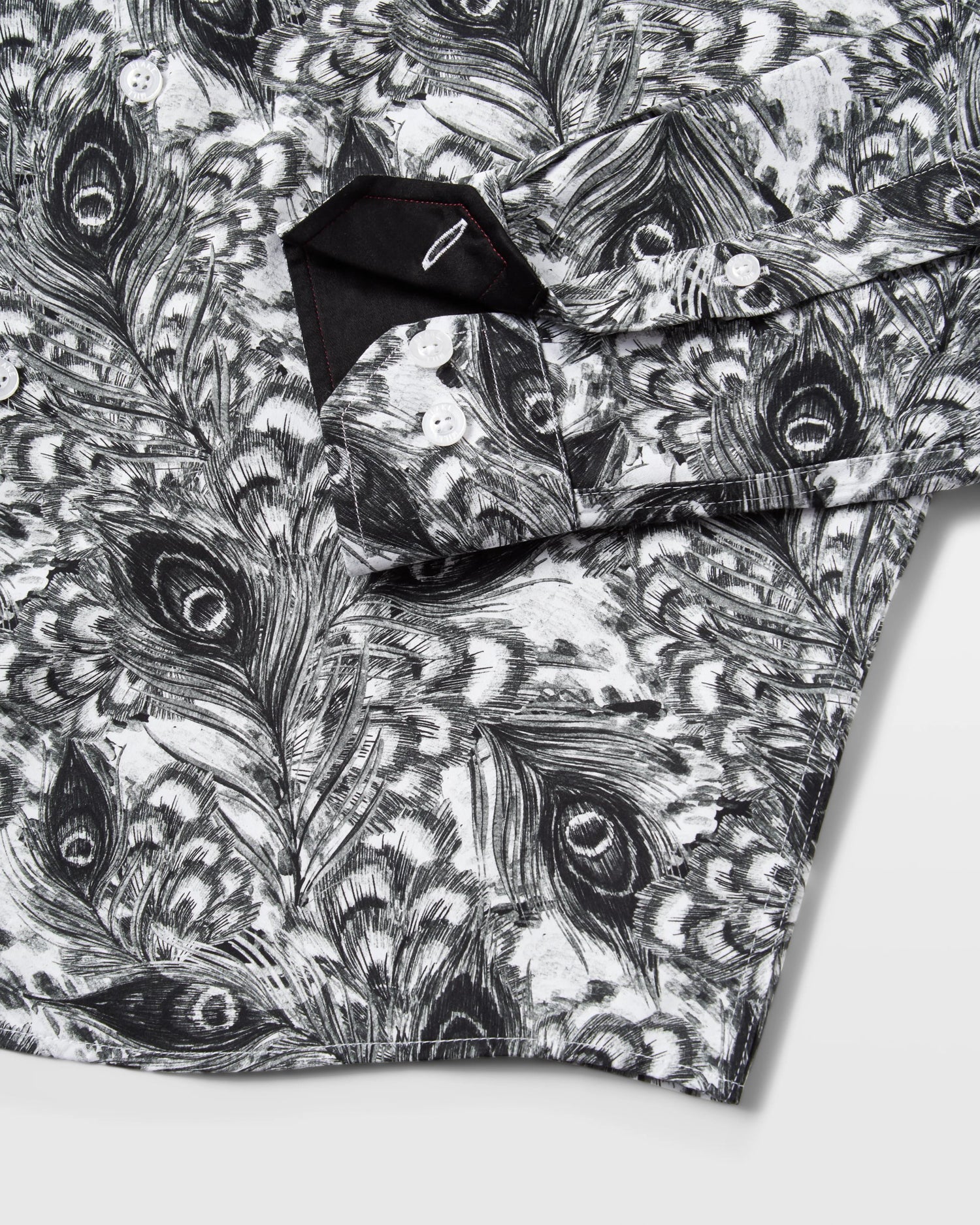 Monochrome Peacock Feathers Shirt - Blake Mill