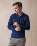 Navy Knit Polo with Check Accents - Blake Mill