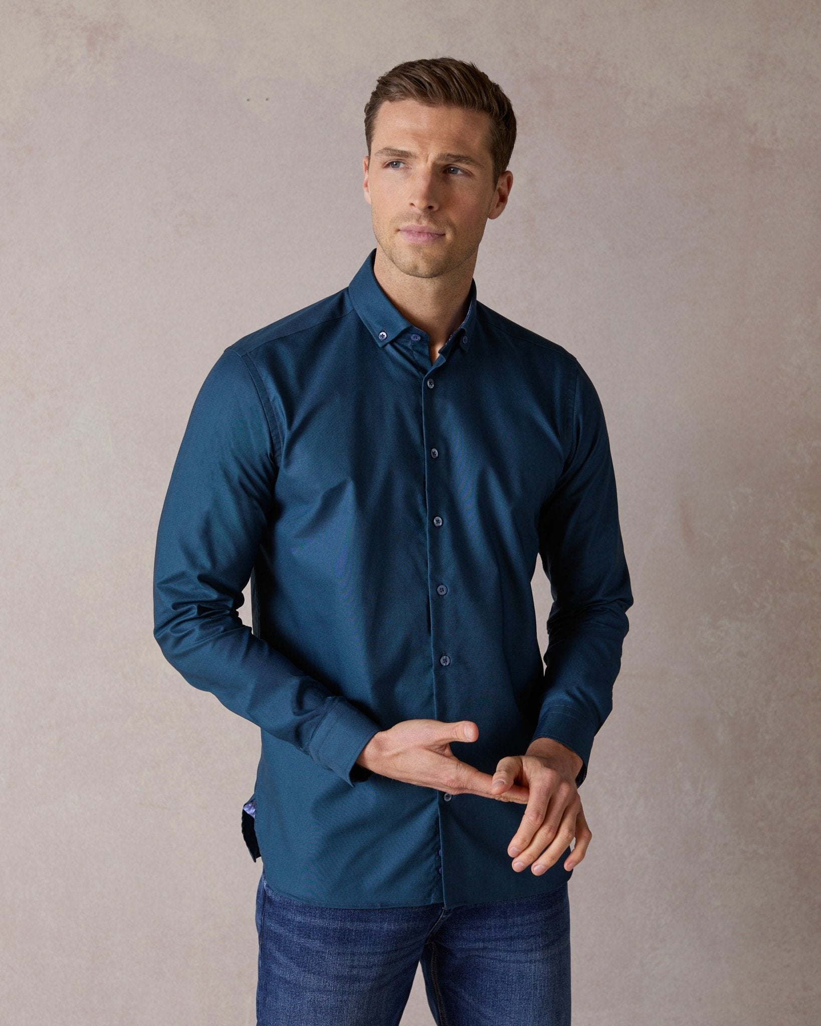 Navy Oxford with Manchester Dusk Accents Button - Down Shirt - Blake Mill