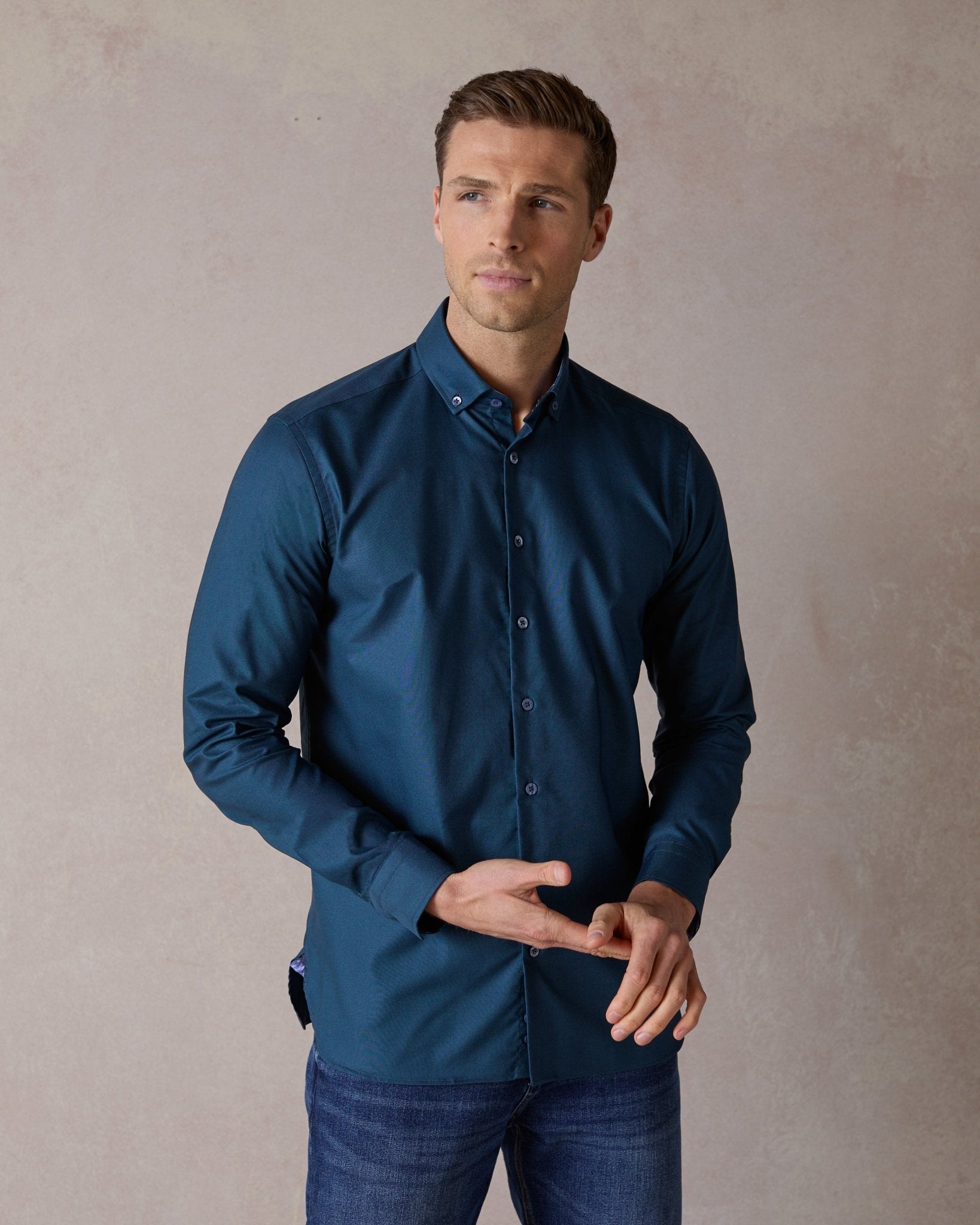 Navy Oxford with Manchester Dusk Accents Button - Down Shirt - Blake Mill