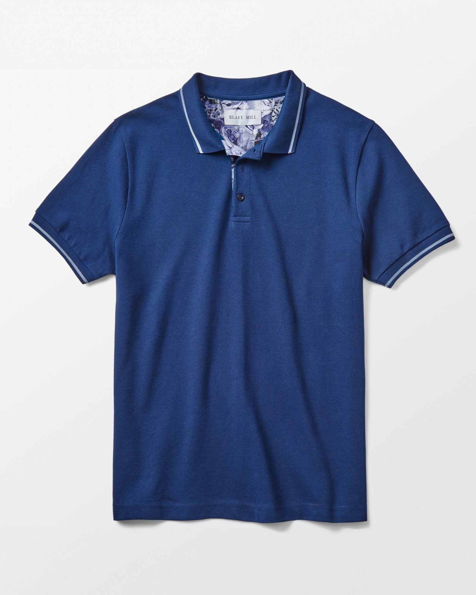 Navy Pique Polo with Garden of Eden Accents - Blake Mill